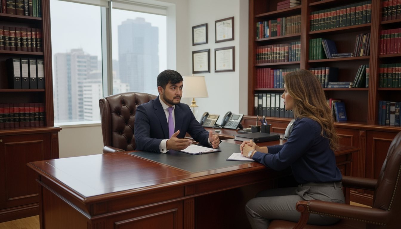 Kevin Borda Jiménez en una reunión con una clienta
